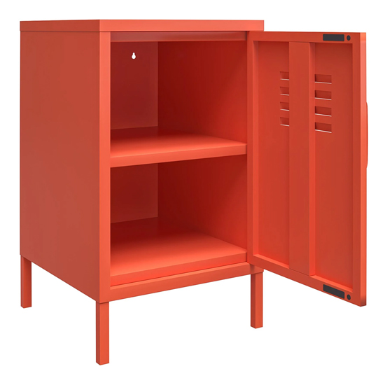 Cerritos Metal Side Table With 1 Door In Orange