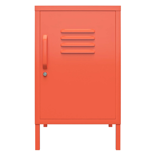 Cerritos Metal Side Table With 1 Door In Orange