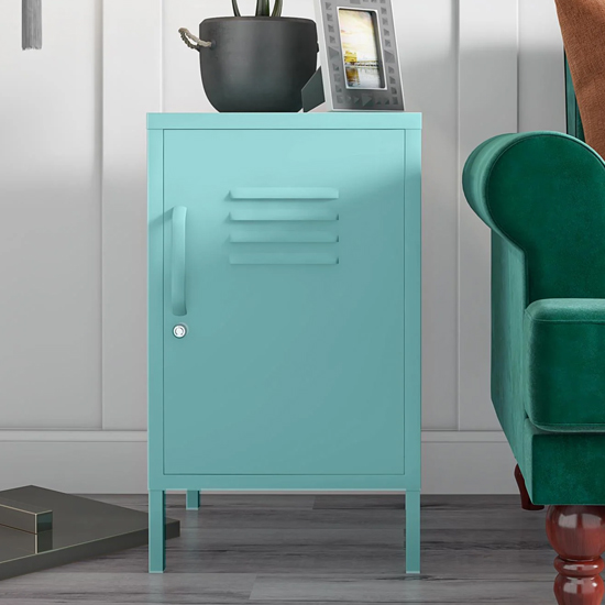 Cerritos Metal Side Table With 1 Door In Spearmint