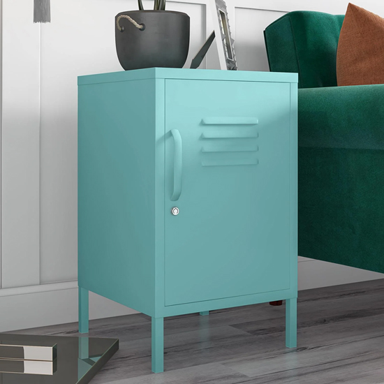 Photo of Caches metal locker end table with 1 door in spearmint