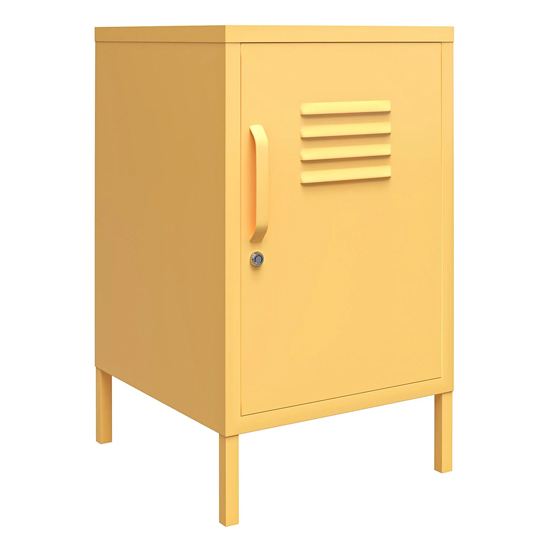 Cerritos Metal Side Table With 1 Door In Yellow