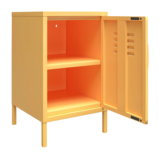 Cerritos Metal Side Table With 1 Door In Yellow