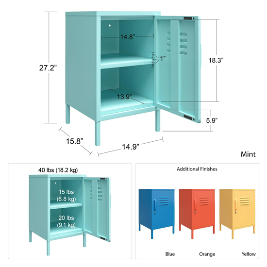 Cerritos Metal Side Table With 1 Door In Yellow