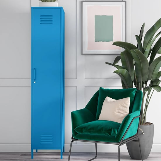 Caches Metal Locker Storage Cabinet With 1 Door In Blue_2