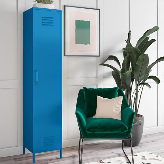Caches Metal Locker Storage Cabinet With 1 Door In Blue_1