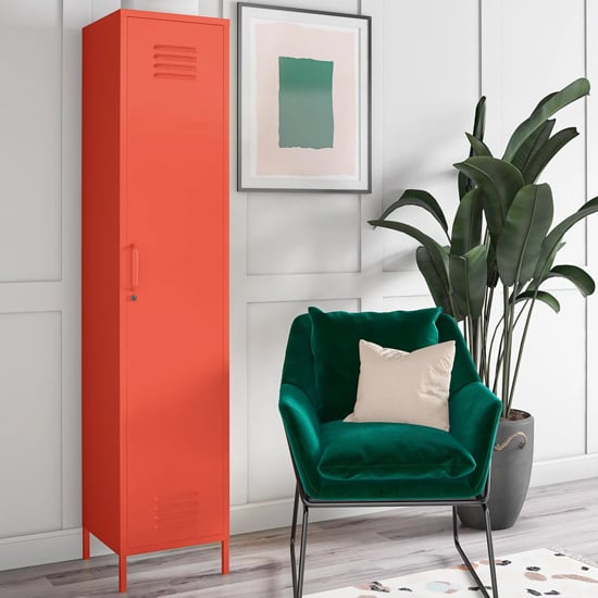 Caches Metal Locker Storage Cabinet With 1 Door In Orange