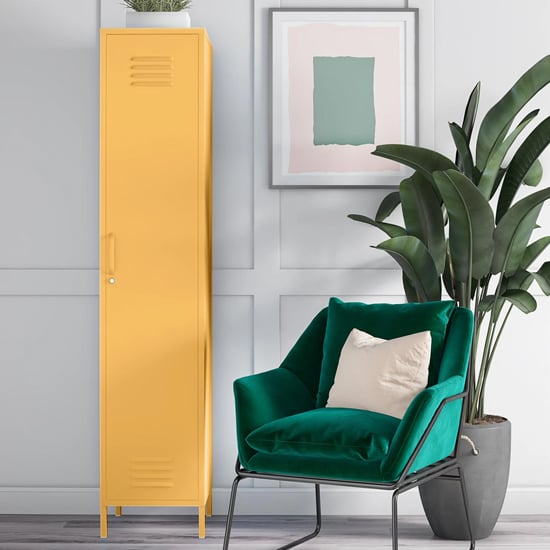 Caches Metal Locker Storage Cabinet With 1 Door In Yellow_2