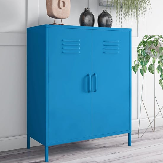 Product photograph of Caches Metal Locker Storage Cabinet With 2 Doors In Blue from Furniture in Fashion