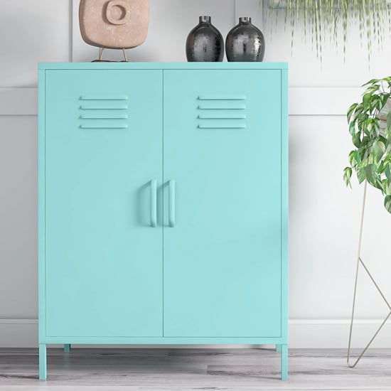 Caches Metal Locker Storage Cabinet With 2 Doors In Spearmint_2