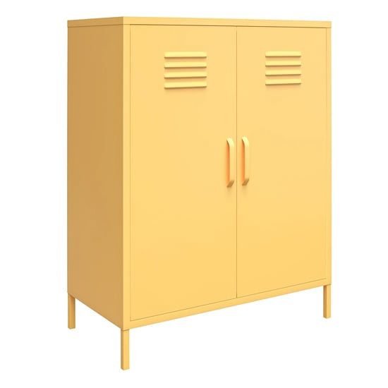Caches Metal Locker Storage Cabinet With 2 Doors In Yellow_3