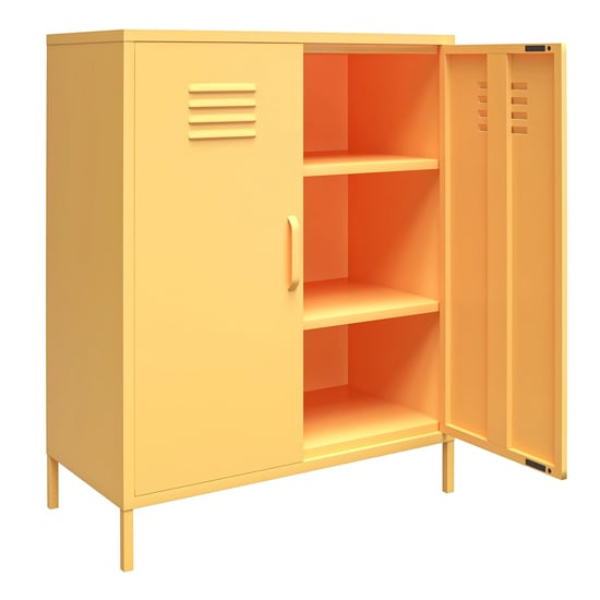 Caches Metal Locker Storage Cabinet With 2 Doors In Yellow_4