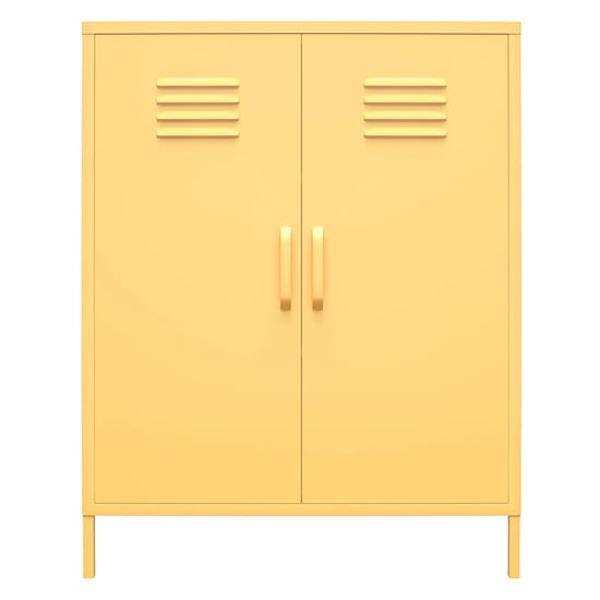 Caches Metal Locker Storage Cabinet With 2 Doors In Yellow_5