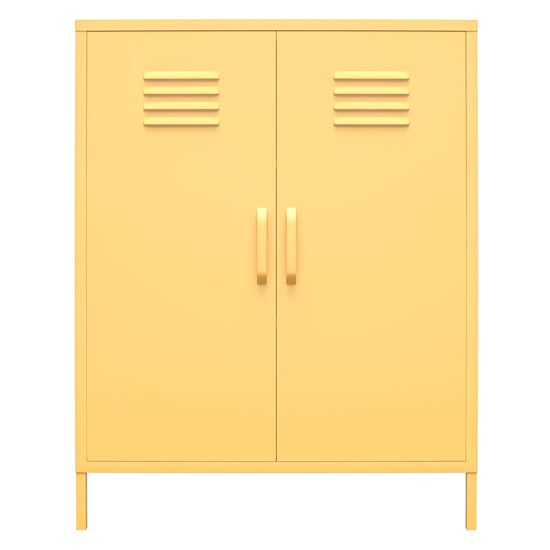 Caches Metal Locker Storage Cabinet With 2 Doors In Yellow_5
