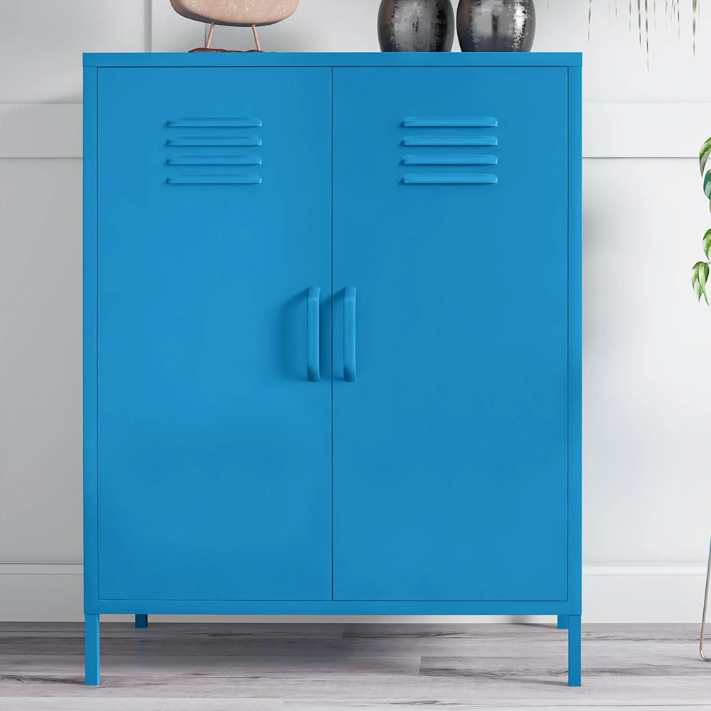 Cerritos Narrow Metal Storage Cabinet With 2 Doors In Blue