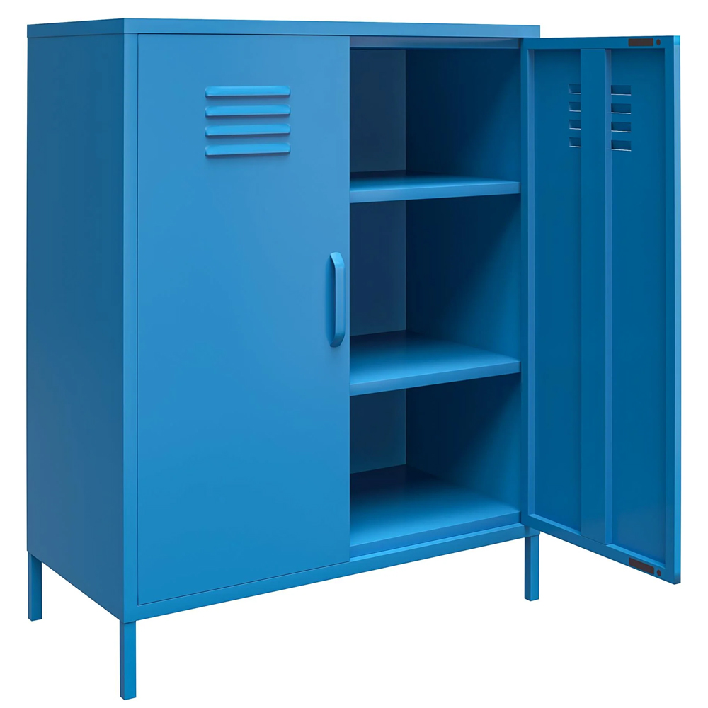 Cerritos Narrow Metal Storage Cabinet With 2 Doors In Blue
