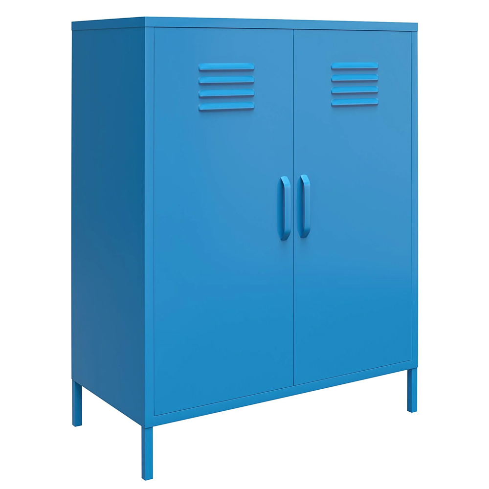 Cerritos Narrow Metal Storage Cabinet With 2 Doors In Blue