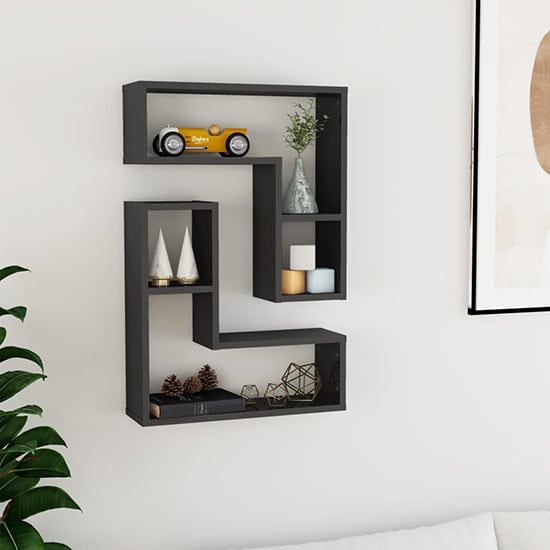 Read more about Cachi set of 2 high gloss wall shelf in grey