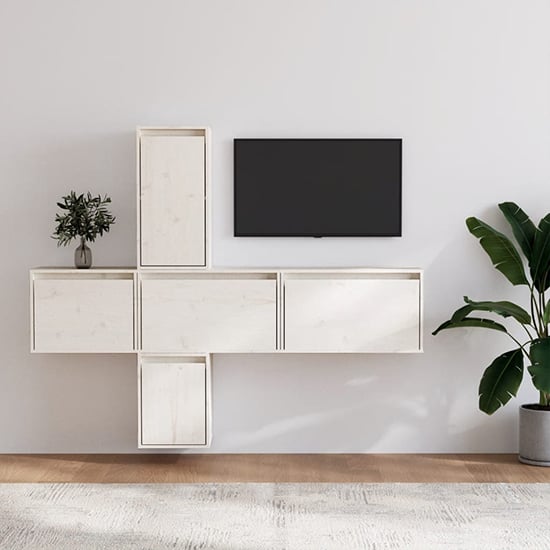 Read more about Cadak solid pinewood entertainment unit in white