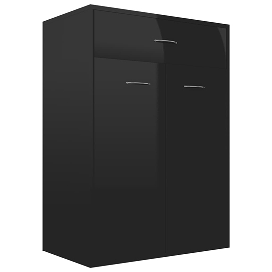 Cadao High Gloss Shoe Storage Cabinet With 2 Doors In Black_3