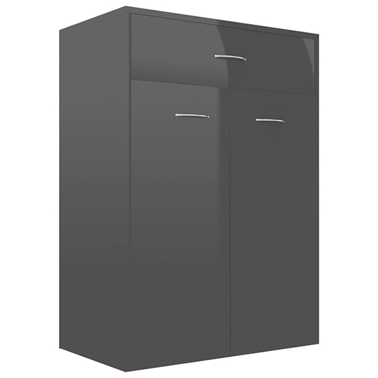 Cadao High Gloss Shoe Storage Cabinet With 2 Doors In Grey_3