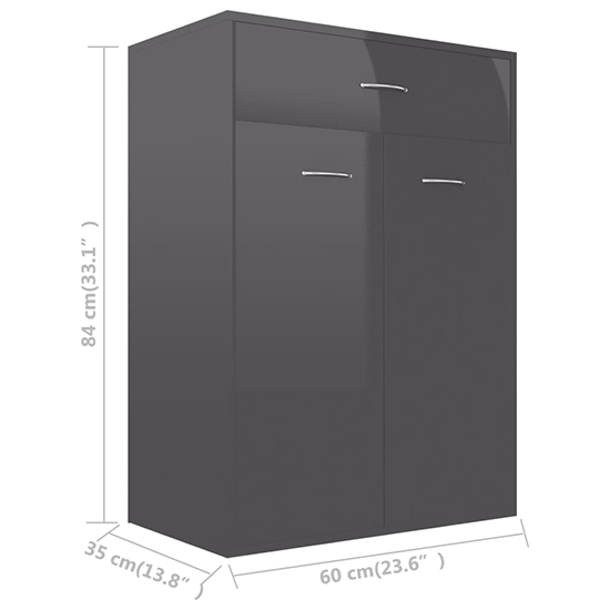 Cadao High Gloss Shoe Storage Cabinet With 2 Doors In Grey_6