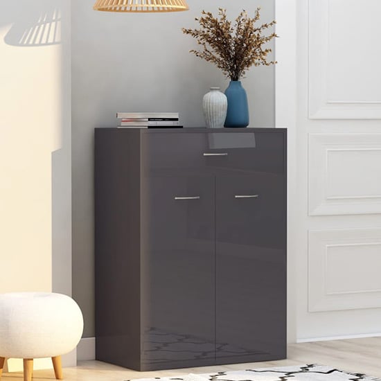 Cadao High Gloss Shoe Storage Cabinet With 2 Doors In Grey_1