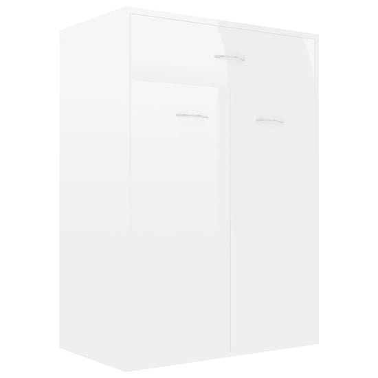 Cadao High Gloss Shoe Storage Cabinet With 2 Doors In White_3