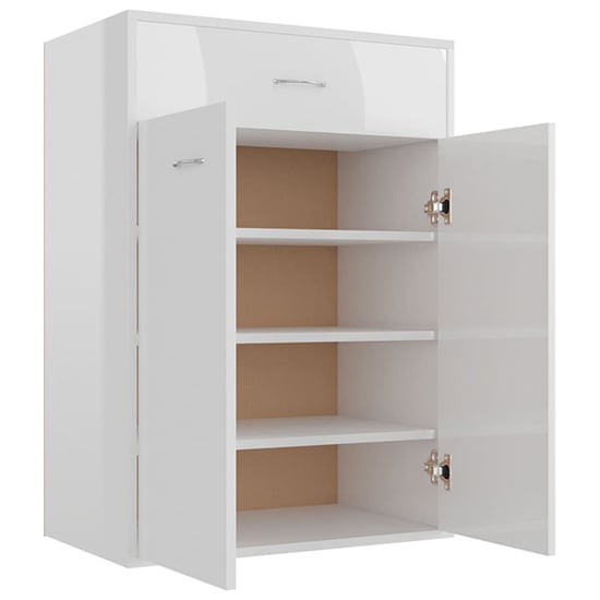 Cadao High Gloss Shoe Storage Cabinet With 2 Doors In White_4