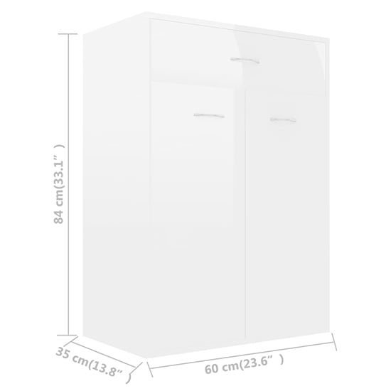 Cadao High Gloss Shoe Storage Cabinet With 2 Doors In White_6