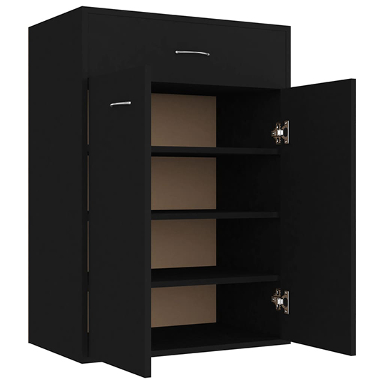 Cadao Wooden Shoe Storage Cabinet With 2 Doors In Black_4