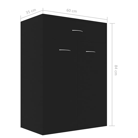 Cadao Wooden Shoe Storage Cabinet With 2 Doors In Black_6