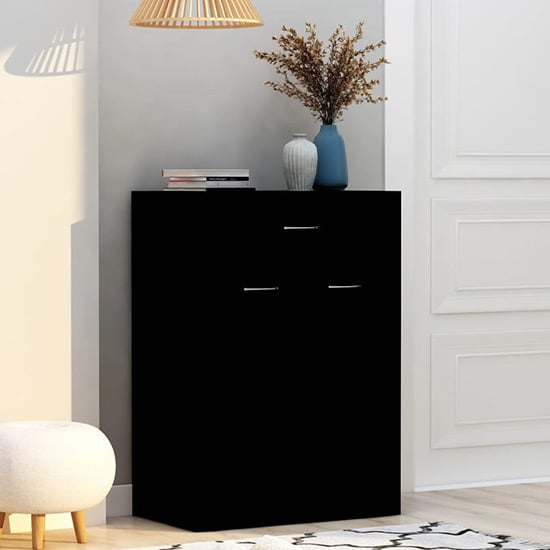 Photo of Cadao wooden shoe storage cabinet with 2 doors in black