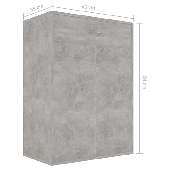 Cadao Wooden Shoe Storage Cabinet With 2 Doors In Concrete Effect