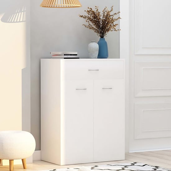 Product photograph of Cadao Wooden Shoe Storage Cabinet With 2 Doors In White from Furniture in Fashion