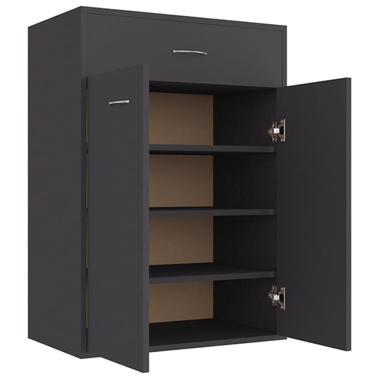 Cadao Wooden Wooden Shoe Storage Cabinet With 2 Doors In Grey_4