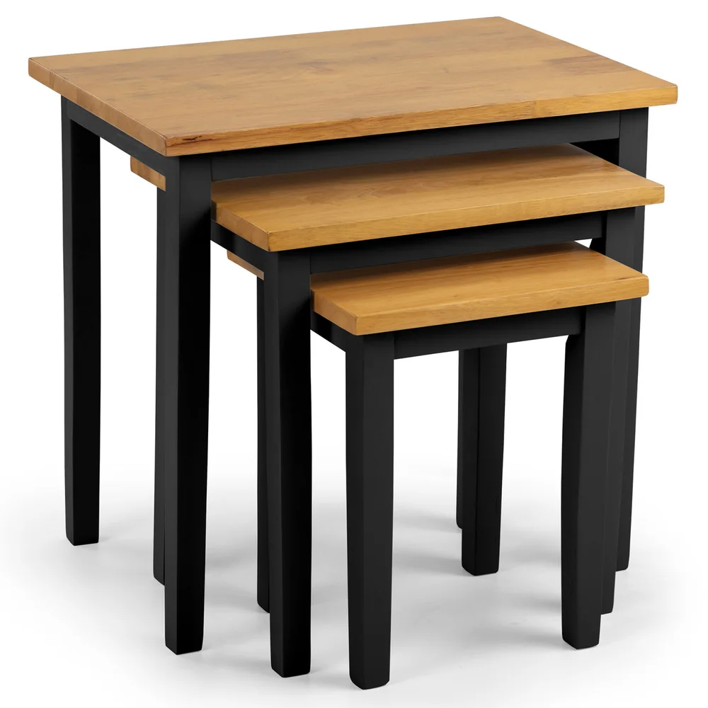 Cadee Wooden Square Nest Of 3 Tables - Black And Light Brown