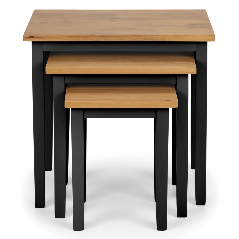 Cadee Wooden Square Nest Of 3 Tables - Black And Light Brown