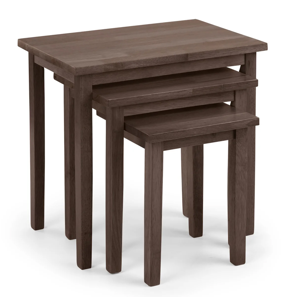 Cadee Wooden Square Nest Of 3 Tables - Walnut