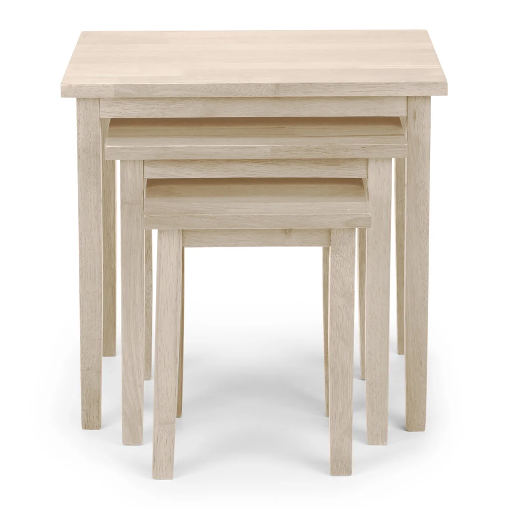 Cadee Wooden Square Nest Of 3 Tables - White Wash