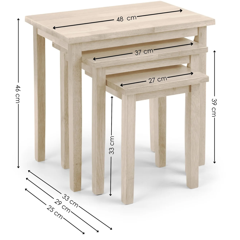 Cadee Wooden Square Nest Of 3 Tables - White Wash