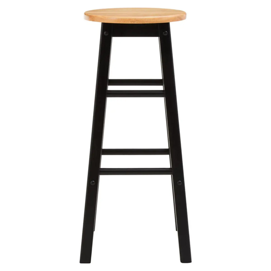 Cadell Black Tropical Hevea Wood Bar Stools In Pair