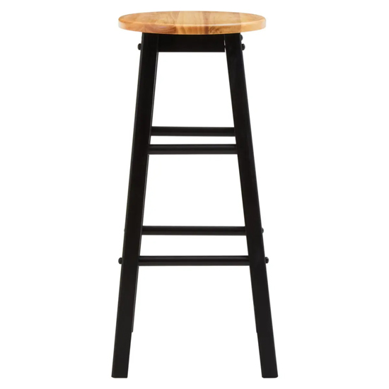 Cadell Black Tropical Hevea Wood Bar Stools In Pair