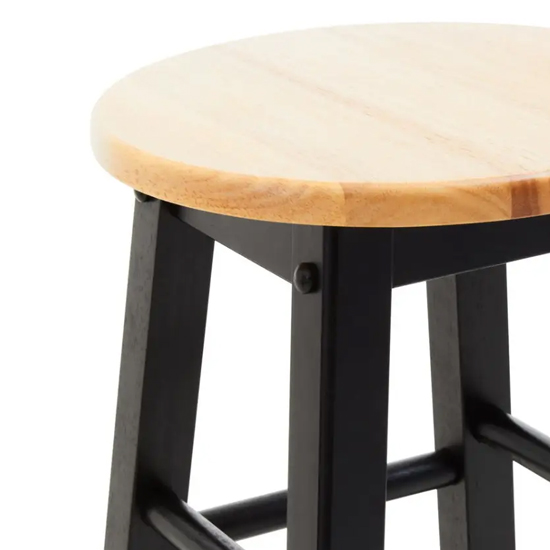 Cadell Black Tropical Hevea Wood Bar Stools In Pair