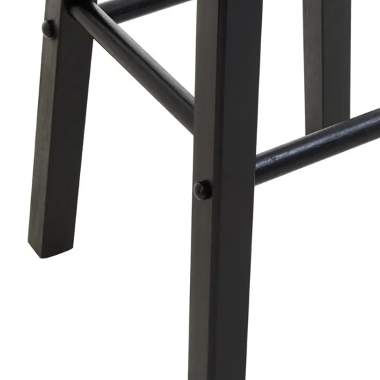 Cadell Black Tropical Hevea Wood Bar Stools In Pair