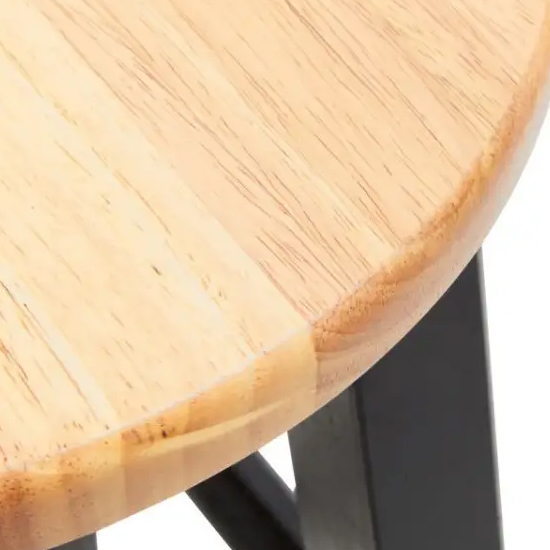 Cadell Black Tropical Hevea Wood Bar Stools In Pair