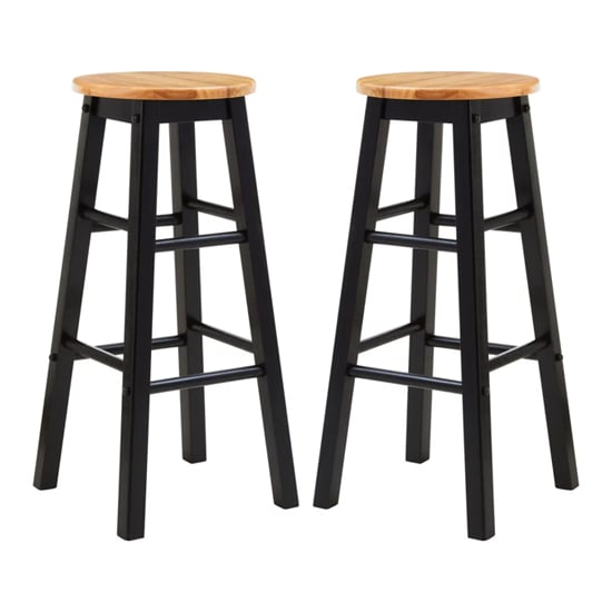 Photo of Cadell black tropical hevea wood bar stools in pair