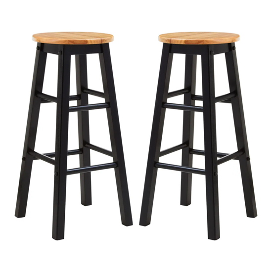 Read more about Cadell black tropical hevea wood bar stools in pair
