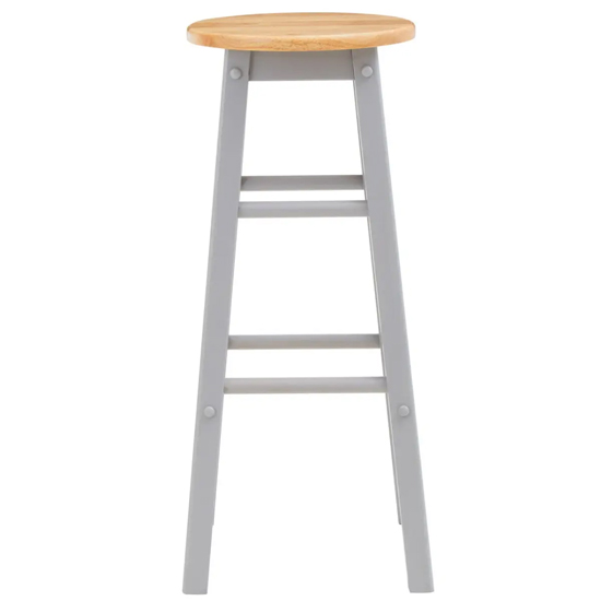 Cadell Grey Tropical Hevea Wood Bar Stools In Pair