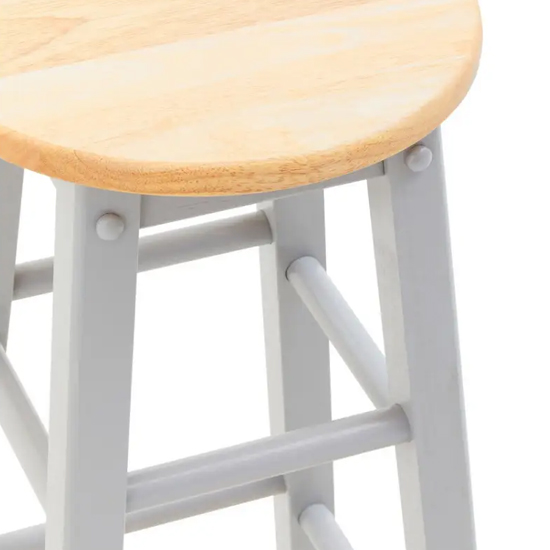 Cadell Grey Tropical Hevea Wood Bar Stools In Pair