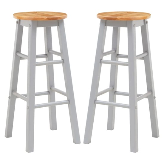 Photo of Cadell grey tropical hevea wood bar stools in pair